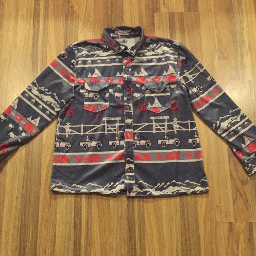 NWOT Double RL velvet button down shirt size large